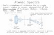 Atomic Spectra Early experimental evidence for discrete energy states in atoms: observation of the line spectra of hydrogen (Balmer, Rydberg, Ritz, 1885.