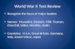 World War II Test Review Recognize the faces of major leaders Names: Mussolini, Einstein, FDR, Truman, Churchill, Hitler, Hirohito, Stalin Countries: U.S.A,