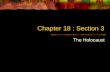 Chapter 18 : Section 3 The Holocaust. Anti-Semitism Hatred of Jews It was easier for Hitler to blame others for the problems of Germany. The Jews MEIN.