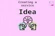 Creating a service Idea. Creating a service Networking / consultation Identify the need Find funding Create a project plan Business Plan.