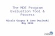 The MDE Program Evaluation Tool & Process Nicole Gasper & Jane Dezinski May 2014.