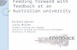 Feeding forward with feedback at an Australian university Richard Warner Julia Miller Academic Learning and Language Centre for Learning and Professional.