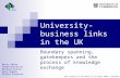 University-business links in the UK Boundary spanning, gatekeepers and the process of knowledge exchange Maria Abreu Vadim Grinevich Michael Kitson Alan.
