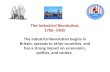 The Industrial Revolution, 1700–1900 The Industrial Revolution begins in Britain, spreads to other countries, and has a strong impact on economics, politics,