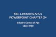 MR. LIPMAN’S APUS POWERPOINT CHAPTER 24 Industry Comes of Age 1865-1900.
