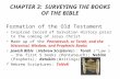 CHAPTER 3: SURVEYING THE BOOKS OF THE BIBLE Formation of the Old Testament Inspired record of Salvation History prior to the coming of Jesus Christ Made.