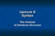 Lecture 6 Syntax The Analysis of Sentence Structure.