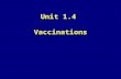 Unit 1.4 Vaccinations. Unit 1.4 - Overview Lesson 1.4 Vaccination - Overview Preface In this unit, you have studied diagnostic tests used to identify.