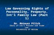 Law Governing Rights of Personality, Property, Int’l Family Law (Part 1) Dr. Mateusz Pilich Chair of Int’l Private and Trade Law, University of Warsaw.