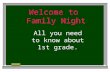 Welcome to Family Night All you need to know about 1st grade.