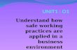 Understand how safe working practices are applied in a business environment.