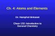 Ch. 4: Atoms and Elements Dr. Namphol Sinkaset Chem 152: Introduction to General Chemistry.