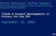 Trends & Current Developments in Privacy for the CPO September 12, 2004 Ninth National HIPAA Summit The Leading Forum on Healthcare Privacy, Confidentiality,