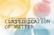 CLASSIFICATION OF MATTER C.4.D classify matter as pure substances or mixtures through investigation of their properties.