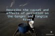 Describe the causes and effects of pollution on the Ganges and Yangtze River.