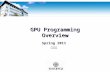 GPU Programming Overview Spring 2011 류승택. What is a GPU? GPU stands for Graphics Processing Unit Simply – It is the processor that resides on your graphics.