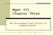 Mgmt 371 Chapter Three The Environment and Culture of Organizations Much of the slide content was created by Dr, Charlie Cook, Houghton Mifflin, Co.©