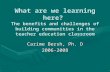 What are we learning here? The benefits and challenges of building communities in the teacher education classroom Carime Bersh, Ph. D 2006-2008.
