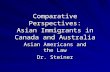 Comparative Perspectives: Asian Immigrants in Canada and Australia Asian Americans and the Law Dr. Steiner.