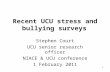 Recent UCU stress and bullying surveys Stephen Court UCU senior research officer NIACE & UCU conference 1 February 2011 1.