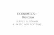 ECONOMICS: Review SUPPLY & DEMAND & BASIC APPLICATIONS.