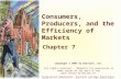 Consumers, Producers, and the Efficiency of Markets Chapter 7 Copyright © 2001 by Harcourt, Inc. All rights reserved. Requests for permission to make copies.