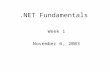 .NET Fundamentals Week 1 November 6, 2003. Introduction Chip Schopp  chipschopp@comcast.net (978) 779-5126.