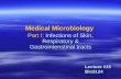 Lecture #15 Bio3124 Medical Microbiology Part I: Infections of Skin, Respiratory & Gastrointenstinal tracts.