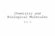 Chemistry and Biological Molecules Bio 9. Lecture Outline Organic chemistry Polymers and modular structure Biological macromolecules – Carbohydrates –