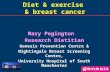 Diet & exercise & breast cancer Mary Pegington Research Dietitian Genesis Prevention Centre & Nightingale Breast Screening Centre, University Hospital.