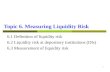 1 Topic 6. Measuring Liquidity Risk 6.1 Definition of liquidity risk 6.2Liquidity risk at depository institutions (DIs) 6.3 Measurement of liquidity risk.