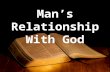 Man’s Relationship With God. Gen 1:27 “So God created man in his own image, in the image of God created he him; male and female created he them”