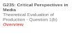 G235: Critical Perspectives in Media Theoretical Evaluation of Production - Question 1(b) Overview.