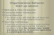 Organizational Behavior Start up session Welcome & Class introduction Welcome & Class introduction Course facilitator introduction Course facilitator introduction.