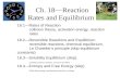 Ch. 18—Reaction Rates and Equilibrium 18.1—Rates of Reaction collision theory, activation energy, reaction rates 18.2—Reversible Reactions and Equilibrium.