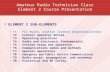 Amateur Radio Technician Class Element 2 Course Presentation  ELEMENT 2 SUB-ELEMENTS T1 - FCC Rules, station license responsibilities T2 - Control operator.