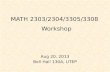 MATH 2303/2304/3305/3308 Workshop Aug 20, 2013 Bell Hall 130A, UTEP.