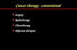 Cancer therapy - conventional Surgery Radiotherapy Chemotherapy Adjuvant therapies.