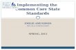 1 EMILIE AMUNDSON DPI, ELA CONSULTANT SPRING, 2011 Implementing the Common Core State Standards 1.