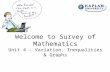 Welcome to Survey of Mathematics Unit 4 – Variation, Inequalities & Graphs.