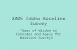 2005 Idaho Baseline Survey “Gems of Wisdom to Consider and Apply for Baseline Surveys”