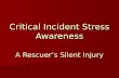 Critical Incident Stress Awareness A Rescuer’s Silent Injury.