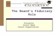The Board’s Fiduciary Role Presenter Insert Name Insert Organization.