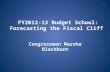 FY2012-13 Budget School: Forecasting the Fiscal Cliff Congressman Marsha Blackburn.