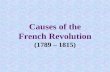 Causes of the French Revolution (1789 – 1815). I.The Old Regime A.Def. = system of feudalism that ruled France through a coalition of monarch, nobles,
