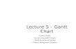 Lecture 5 – Gantt Chart GANTT Charts Constructing GANTT Charts Staffing and Re-scheduling Project Management Software 1.