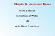 1 Chapter 8: Acids and Bases Acids & Bases Ionization of Water pH Acid-Base Reactions.
