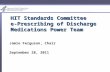 HIT Standards Committee e-Prescribing of Discharge Medications Power Team Jamie Ferguson, Chair September 28, 2011.
