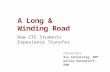 How CTE Students Experience Transfer A Long & Winding Road Presenters Eva Schiorring, MPP Kelley Karandjeff, EdM.
