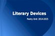Literary Devices Poetry Unit: 2014-2015. Definition: spoken or written language that is not cast in poetical measure or rhythm Example: Any poem that.